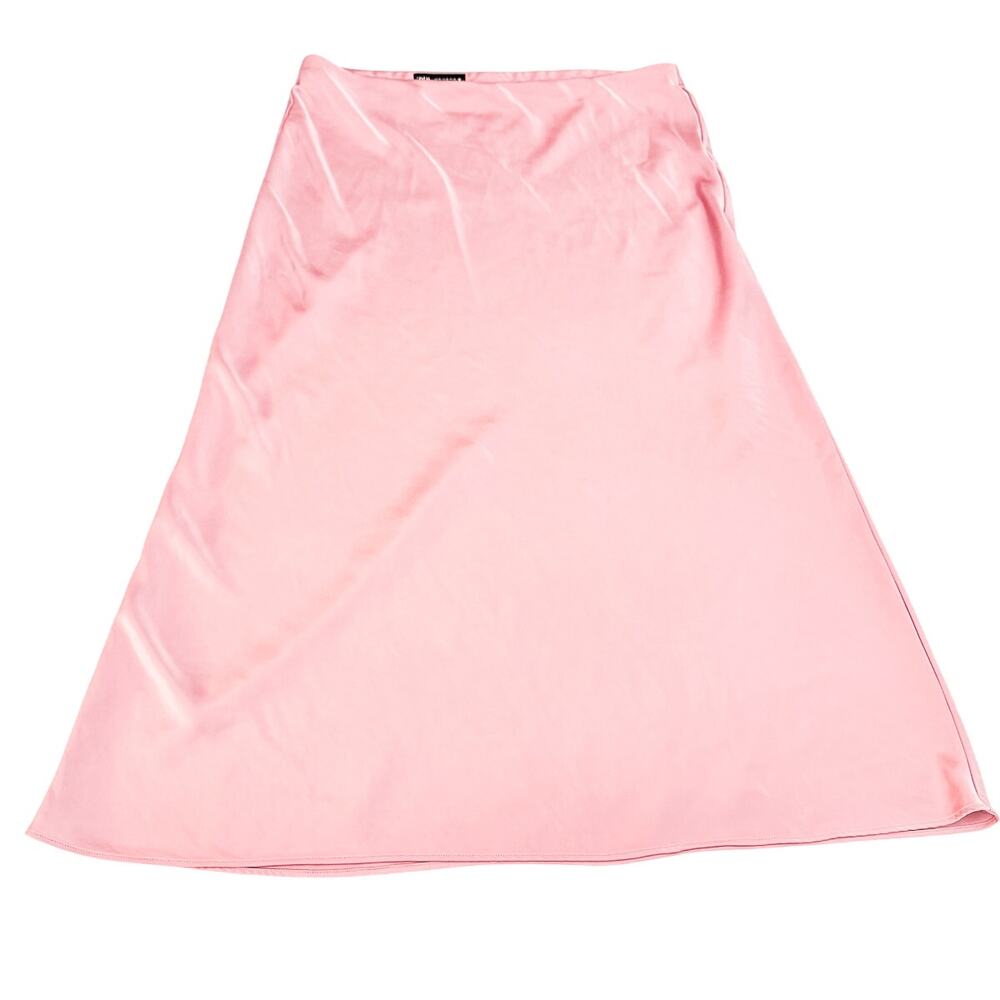 Zara XL Pink Satin Modest Fit Midi Skirt Size XL